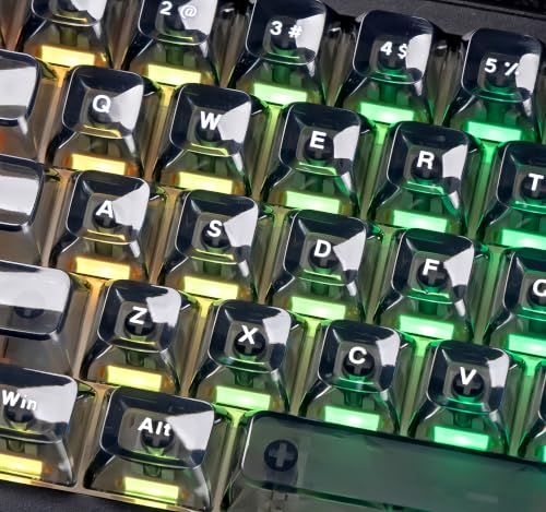 Image of dagaladoo Black Grey Jelly keycaps, Shine Through Keyboard caps Clear Set,Ice Crystal Translucent Key caps, Fit 60% 65% 75% 80% 100% Keyboard, RGB Backlight Compatible（ASA Profile ）