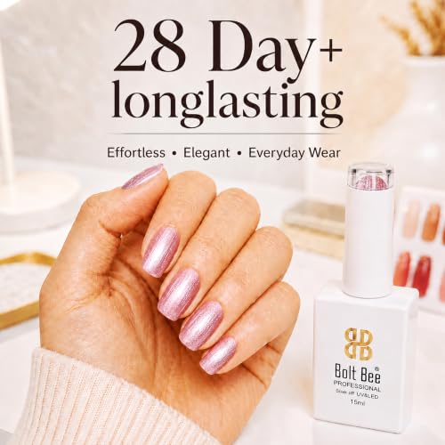 Image of BOLT BEE 15ML Gel Nail Polish 1Pc Clear Pink Glitter Nail Polish Soak Off UV LED Nail Gel Polish Nail Art Starter Manicure Salon DIY at Home, 0.5 OZ (1) (93)