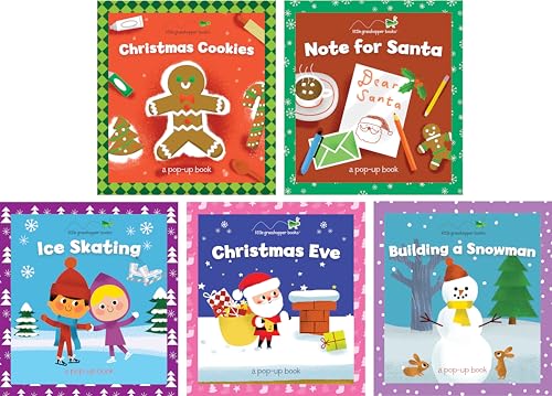 Christmas Pop-Up 5-Booklet Set – Christmas Cookies, Note for Santa, Ice Skating, Christmas Eve & Building a Snowman – Holiday Storybooks for Kids 3 + | Fun Stocking Stuffer & Christmas Countdown Gift