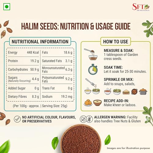 Image of SFT Premium Halim Seeds For Eating | 400g |Garden Cress Aliv Seeds | Hygienically Packed | Raw and Natural | Halim SeedI Used in Cooking, Baking, Smoothies and Other Beverages and Hair Growth