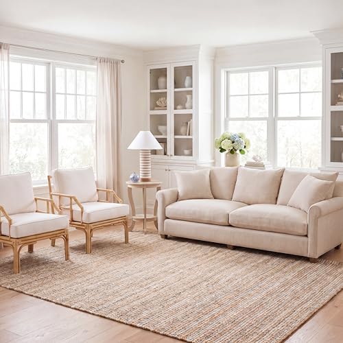 SAFAVIEH Area Rug 8x10 - Natural Fiber Collection - Large - Grey & Natural Brown, Handmade Jute, Farmhouse Style, Chunky Textured Thick Pile (NF447K)