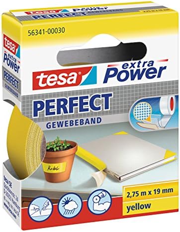 tesa extra Power Perfect Cloth Tape - Fabric-Reinforced Repairing Tape for Crafting, Repairing, Fastening, Reinforcing and Labelling - White - 2.75 m x 38 mm