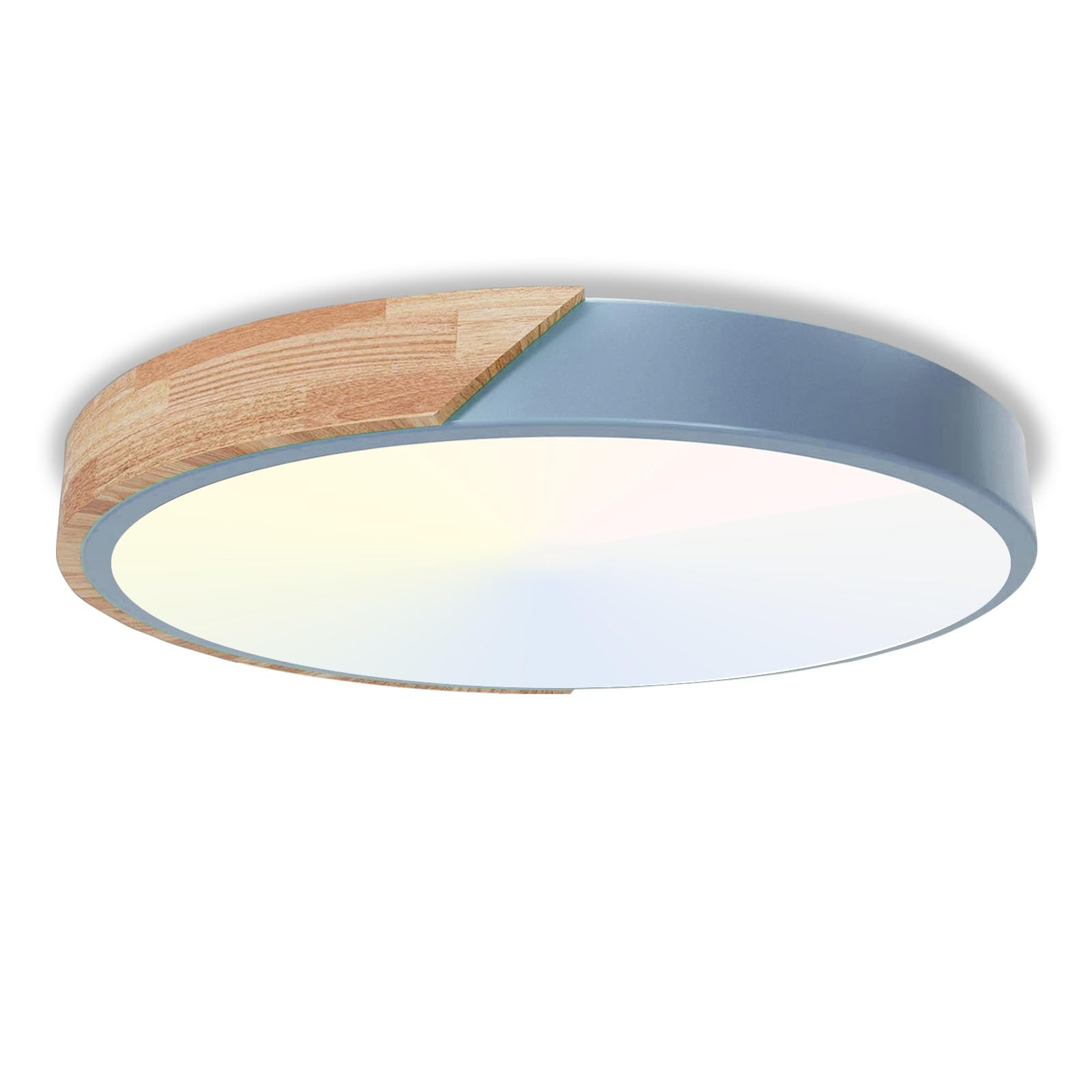 Fynokst 30W Round 30cm LED Ceiling Light - 6000K/4000K/3000K Ceiling Lamp, 3 Color Temperatures, 3000LM, Wooden Bedroom Light, IP54 Modern Kitchen Lamp for Living Room, Bathroom, Office, Kitchen,Blue โ image 1