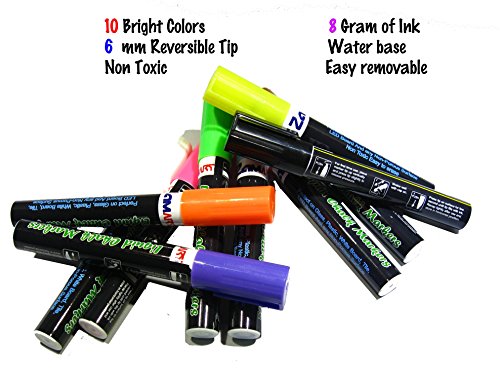 Liquid Chalk Markers Set (10-Pack) – Bold, Vibrant Colors – 6Mm Reversible Tips – Non-Toxic, Odorless, Erasable – Crafts Art Supplies For Kids – Work On Chalkboards, Whiteboards, Paper, Glass & More #TOP4