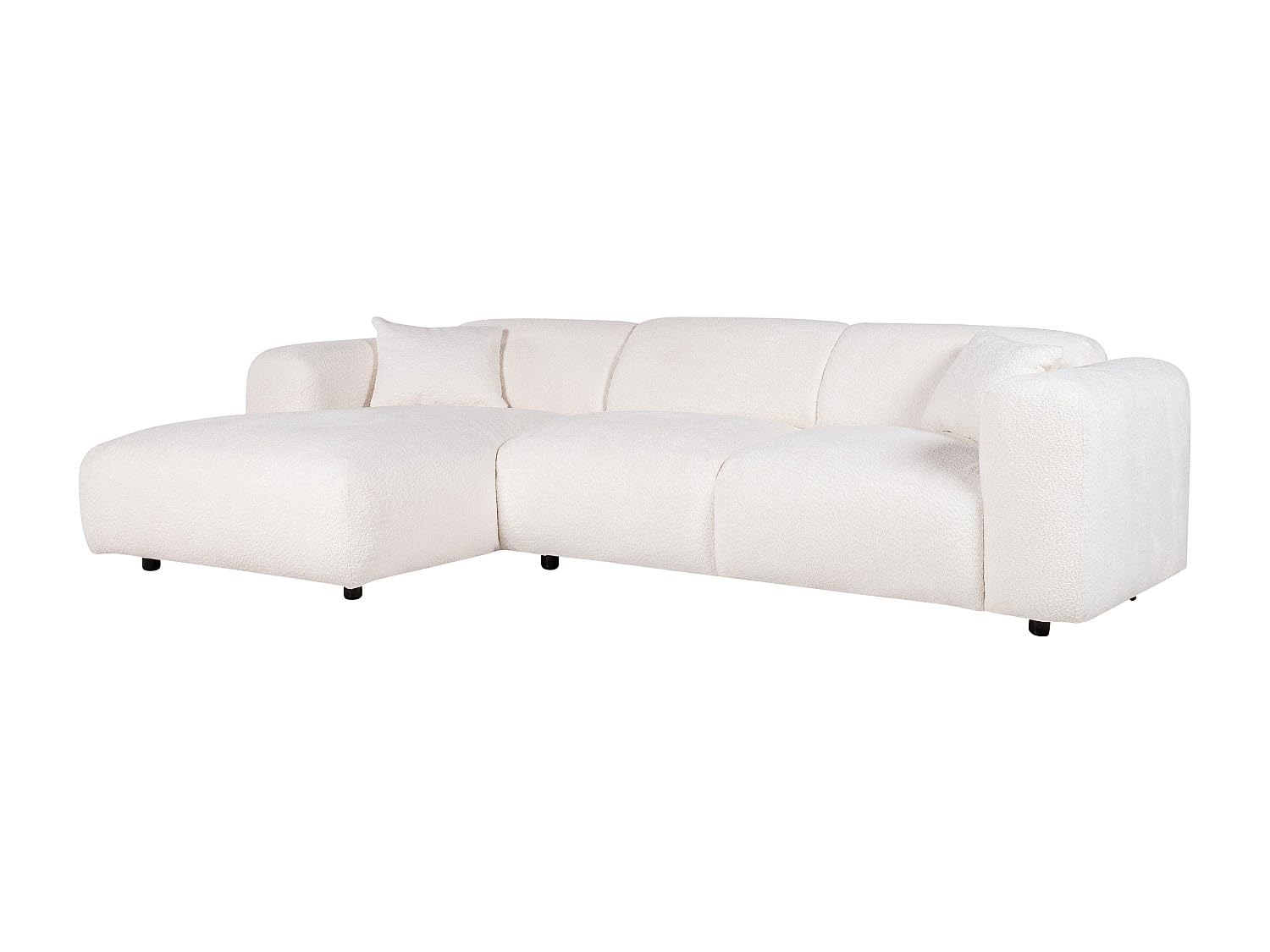 Vente-unique - Ecksofa - Ecke Links - Bouclé-Stoff - Weiß - POGNI
