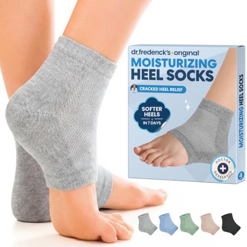 Dr. Frederick's Original Moisturizing Heel Socks for Dry Cracked Heels Treatment - Infused with Olive Oil, Jojoba Oil and Vitamin E - 2 Pairs - Self Care Gifts for Women & Men - Original Formula