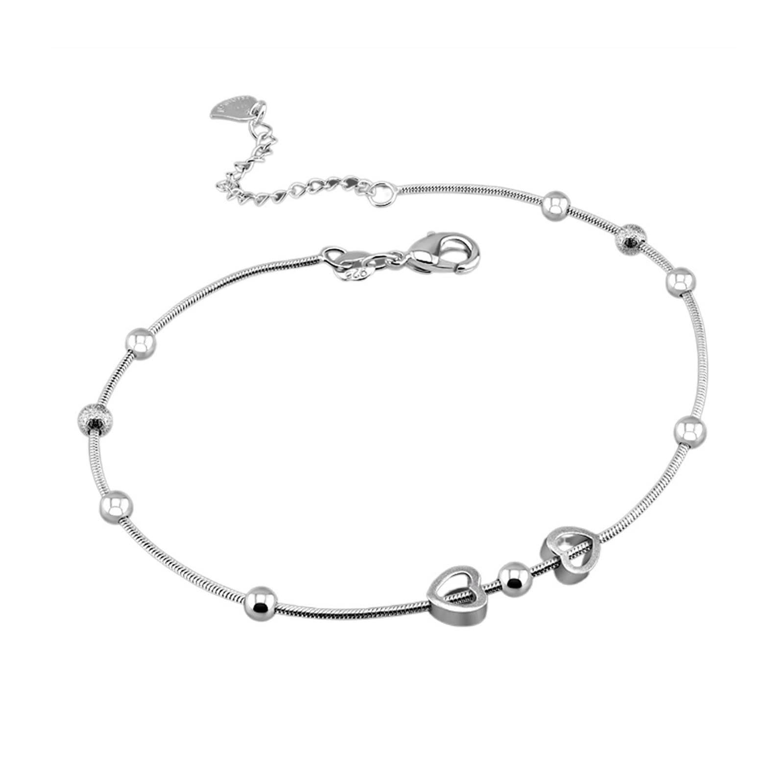 Braccialetti alla caviglia Cavigliera con ciondolo Argento sterling 925 Semplice catena di serpente Cavigliere Piede da spiaggia 25 cm Bracciale Donna Gioielli Cavigliere da donna