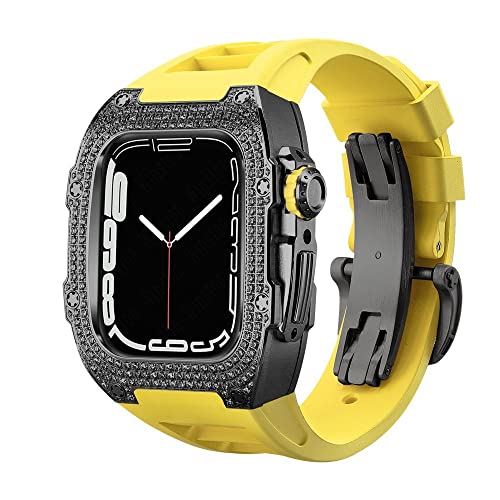 Apple Watch Band 8 45mm : kit modification boîtier de luxe en acier et fiber de carbone