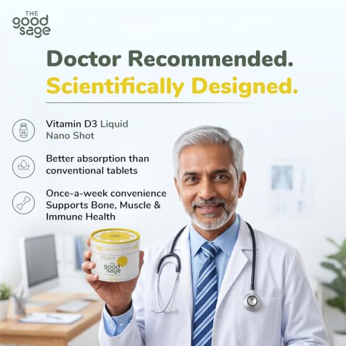 Image of The Good Sage Vitamin D3 60000 IU Nano Shots | Cholecalciferol Oral Solution | Sugar Free Orange Flavour | Nano Absorption | Bones Immunity Muscles | Thoughtful Nutrition