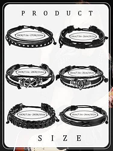 Hicarer 6 Pcs Spiked Studded Bracelets Punk Leather Rivets Bracelet Cuff for Men Women Halloween Accessories2