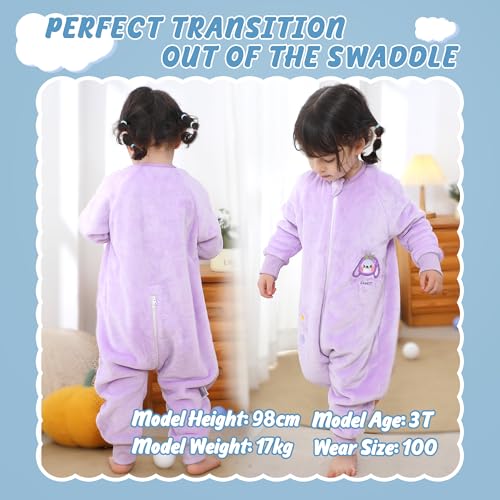 Image of MICHLEY Flannel Baby Sleeping Bag Unisex Pajamas, Long Sleeve Zipper Wearable Sleeping Sack for Autumn Winter Boys Girls