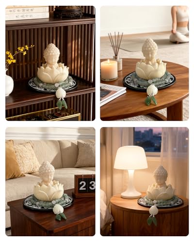 Conjunto de 4 Estatuas Pequeñas de Buda Blanco miniatura 2
