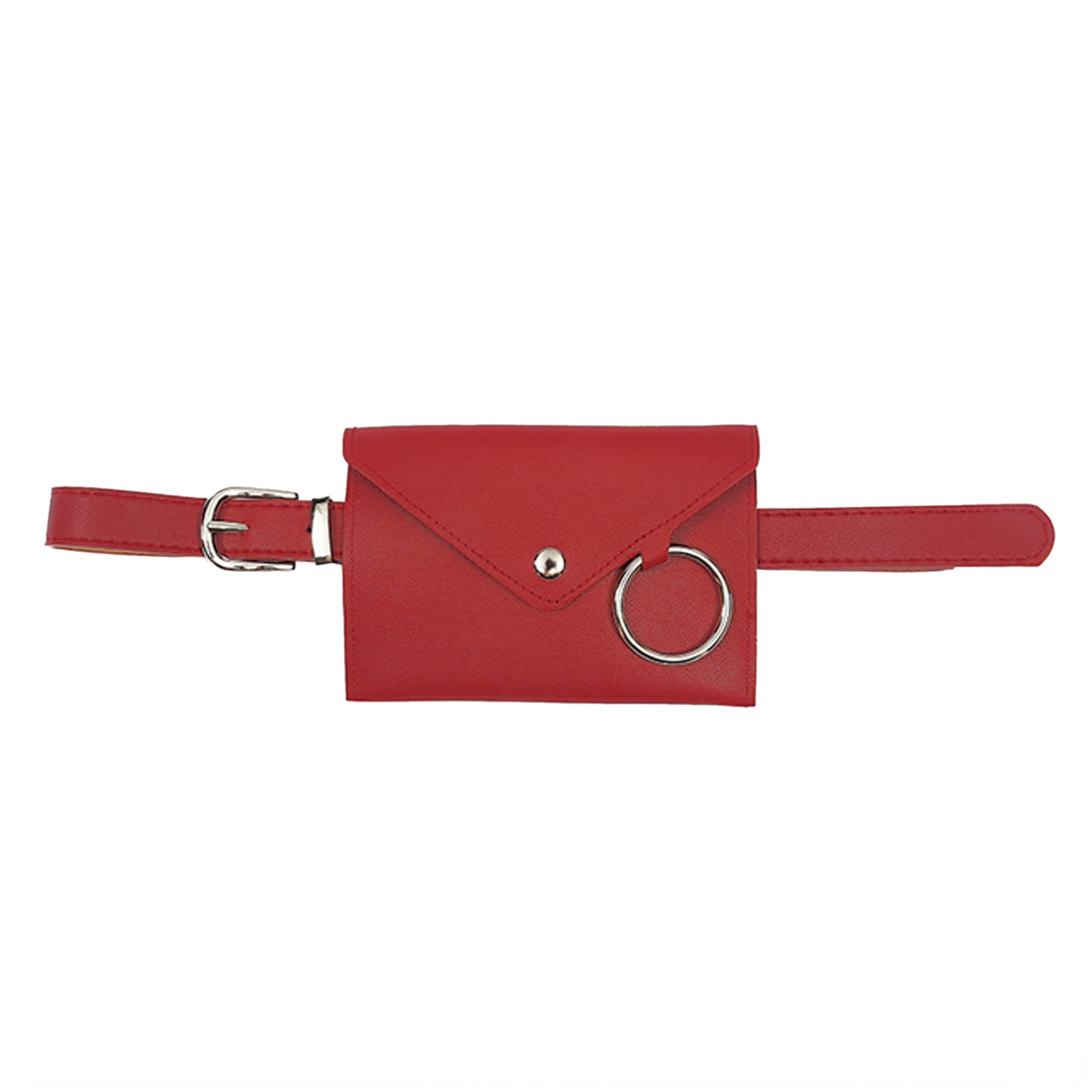 Women Mini Envelope Flap PU Leather Belt Waist Bag Chest Bag Clutch Cell Phone Purse Red