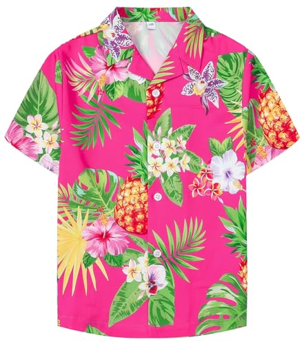 Image of SANGTREE Girls & Women's Hawaiian Shirts Button Down Short Sleeve Floral Tropical Shirt Beach Vacation Blouse Tops