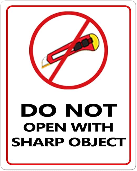 Do not open with sharp object