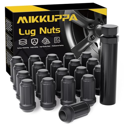 Image of MIKKUPPA M12x1.5 Matte Lug Nuts, Black 20PCS Spline Closed End Lug Nuts | Replacement for 1995-2022 Toyota Corolla, 1998-2022 Honda Accord /CRV /Civic, 1995-2019 Chevy Corvette Aftermarket Wheel