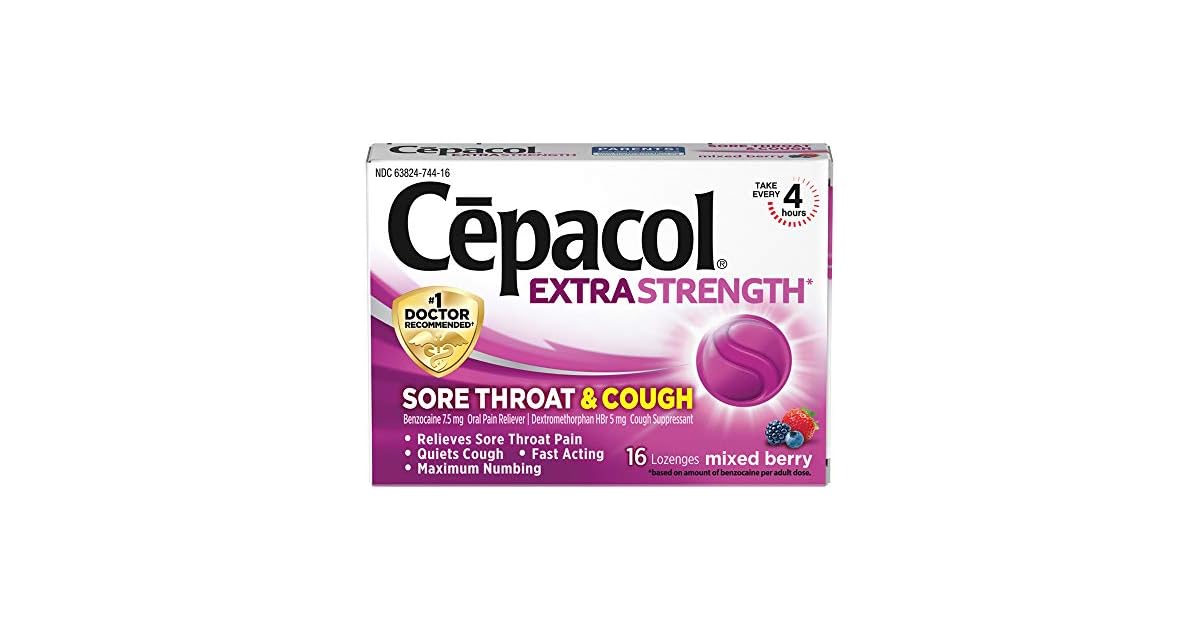16Count Cepacol Maximum Strength Throat and Cough Drop Lozenges only