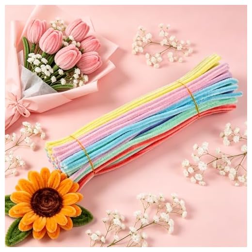 50 PCS Pipe Cleaners Craft Kit,DIY Chenille Stems Bouquet Craft Supplies,Fuzzy Sticks Thick Fleece,DIY Decorations and Handmade Ornaments