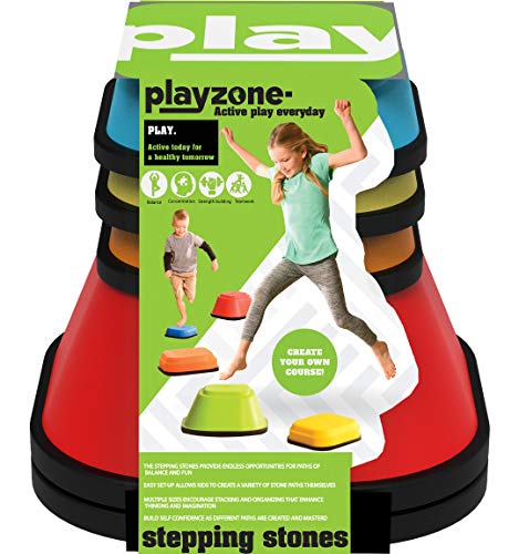 Playzone-fit Balance Stepping Stones Obstacle Course for Kids - Set of 5 Colorful Kids Stepping Stones in 2 Fun Sizes - Perfect Indoor & Outdoors Play Equipment for Children Ages 3+