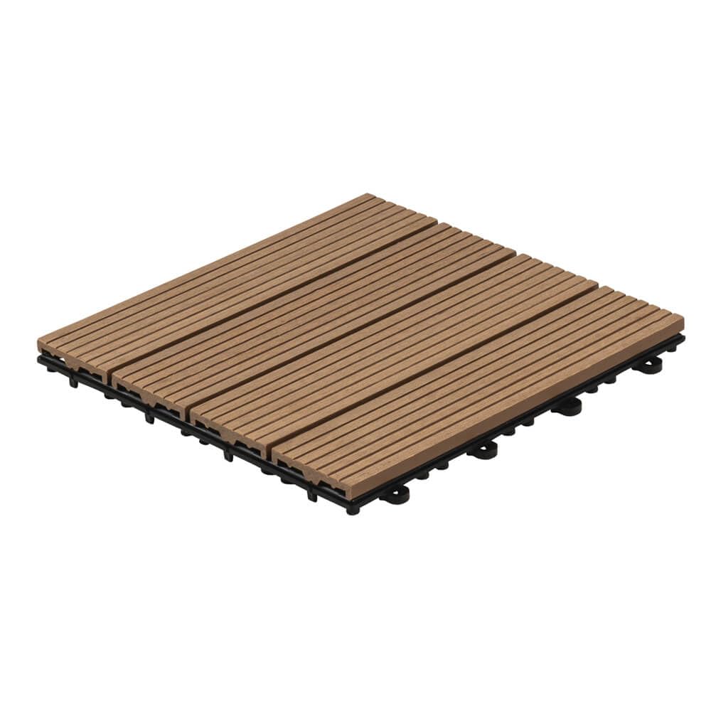 Home Deluxe Piastrelle in legno 'BAVARO' -Colore: tek - Dimensione: 6 m²- Materiale: WPC, Resistente alle intemperie, facile da pulire I Piastrelle in Legno Pavimento