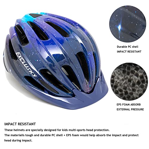 Exclusky Kids Bike Helmet with LED Light – Adjustable Multi-Sport Youth Helmet for Boys & Girls, Ages 5-12, Fits 50-57cm, Cycling Safety Gear4
