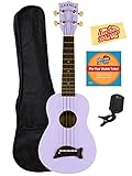 Kala MK-SD-PL Makala Dolphin Soprano Ukulele - Purple Bundle with Gig Bag, Tuner, Austin Bazaar Instructional DVD, and Polishing Cloth