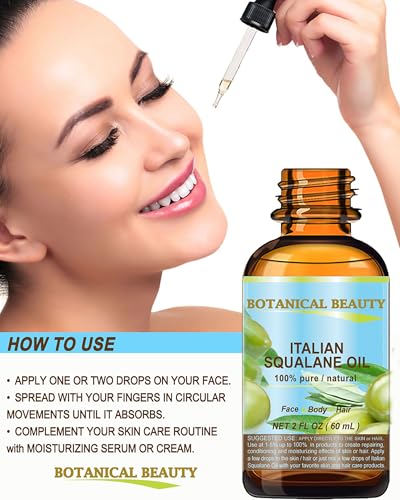 Botanical Beauty SQUALANE Italian Olive 100% Pure Natural Undiluted Oil. 0.5 fl.oz- 15 ml. 100% Ultra-Pure Moisturizer for Face, Skin, Body, Hair. Reliable 24/7 Skincare Protection
