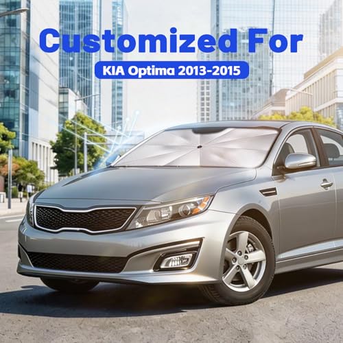 Image of Car Windshield Sun Shade for Kia Optima 2013-2015 -[Reflective Coated Fabric] Sunshade Umbrella for Front Window, Car Shades Sun Visor Keep Car Cool and Protects Interior, 1:1 Exact Fit