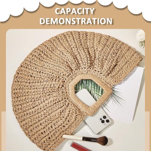 Bolso Rattan Semicircular Tejido para Mujer miniatura 5