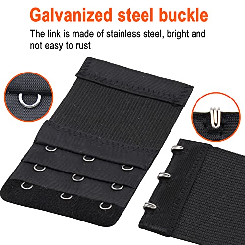 D Club Tiousoni 6 Pieces Women's Bra Extenders 2 Hook / 3 Hook Comfortable Stretchy Bra Extension Strap (Black, White, Nude) - Image 5