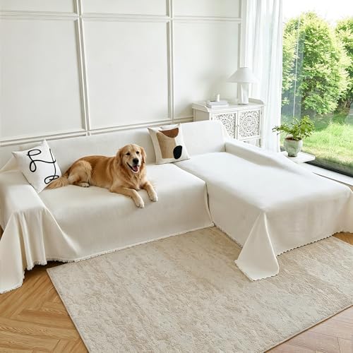 Image of Waterproof Sectional Couch Covers,L Shaped Couch Covers for Pets Washable Sofa Covers for Dogs Sofa SlipCover for Sectional Couches Protector Covers for Living Room (71 inch x 102 inch + 71 inch x 110 inch, Beige)