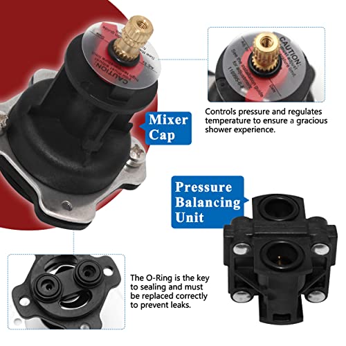 Gp76851 Mixer Cap And Pressure Balancing Unit (Shower) Parts Cartridge Compatible With Kohler, Replacement For Rite-Temp And 1/2" Shower Valve Gp500520 And Gp77759 Parts After Market Replacement #TOP3