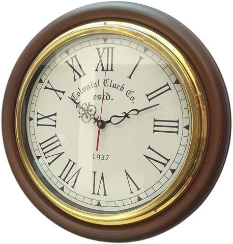 Faiza Global Wood Big Antique Abstract Look Designer Home and Office Wall Clock (Brown, 16 inch).