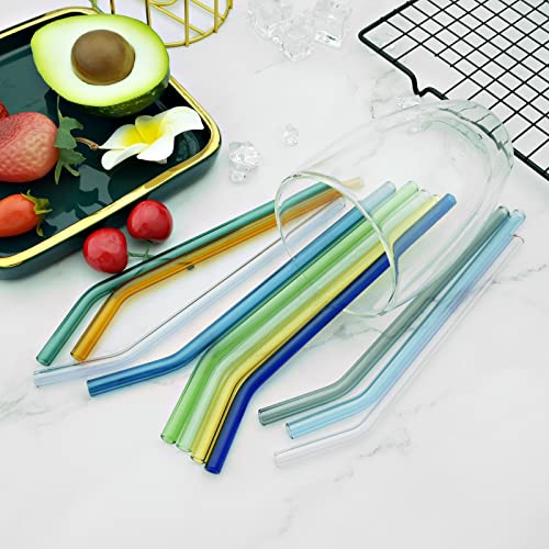 Pitillos reutilizables de vidrio multicolor JASHII 8 piezas miniatura 5