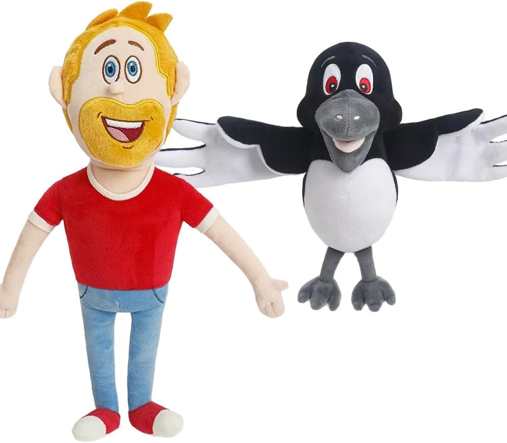 Steve and Maggie Plush Toys, Puppet Set for Children 1 Year and Up, Soft Bird and Character Puppets, Interactive Learning Toy for Dress-Up, Nursery Rhymes, and Bedtime Stories (2-in-1)