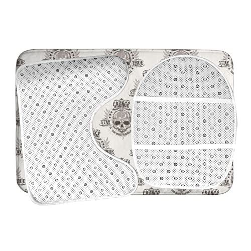 MBNGGAB Badematte + Konturmatte + Toilettendeckelbezug, Skelett Totenkopf 3 Stück Badematte Set, mit rutschfester Klebeunterseite – Bild 7