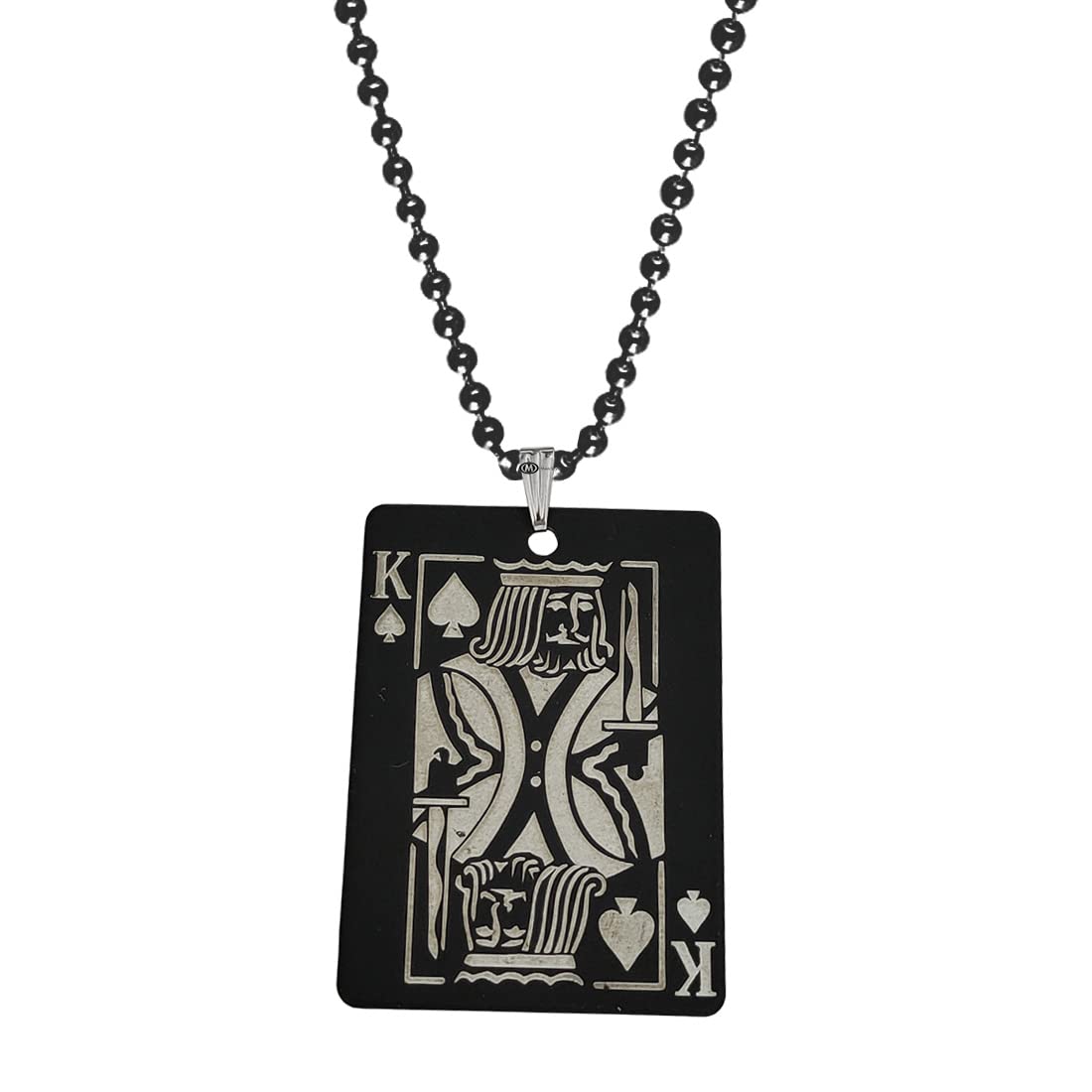 Lucky Poker King of Spades Hearts Casino Fortune Playing Card Men Jewelry Black And Silver Stainless Steel Pendant Necklace Chain For Men And Women-image-32