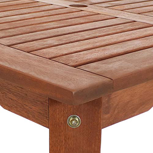 Sunnydaze Meranti Wood Square Outdoor Dining Table - Teak Oil Finish - 31.5-Inch #TOP4