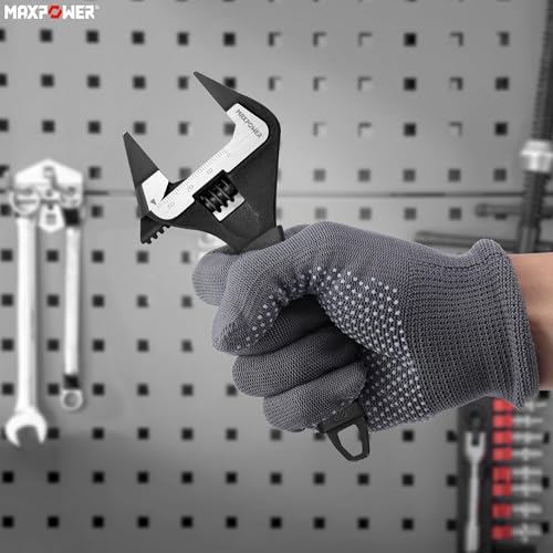 Image of MAXPOWER 6-inch Slim Jaw Adjustable Wrench, Extra Thin Jaw Wide Opening Wrench, Dual Scale with Metric and SAE, Soft Grip Handle