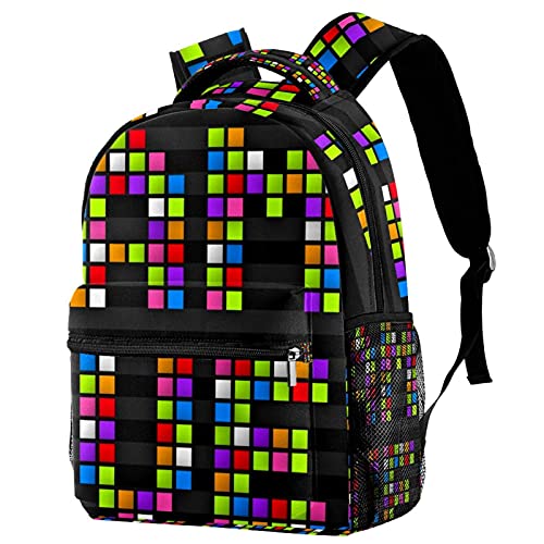 Sac à dos pixel coloré avec poches multiples pour ranger vos affaires
