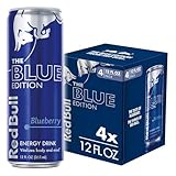 Red Bull Blue Edition Energy Drink, Blueberry, with 114mg Caffeine plus Taurine & B Vitamins, 12 Fl Oz, Pack of 4 Cans