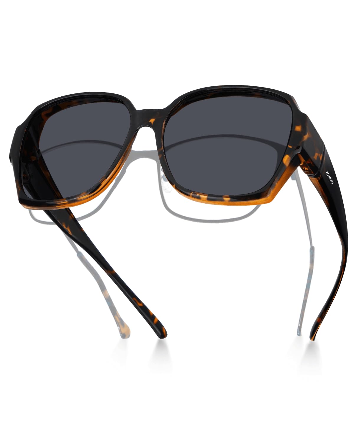 Meeloog Polarisierte Überbrille Sonnenbrille für Damen Herren, UV400 Schutz Sonnenbrille, Quadrat Übergroße Brille zum Fahren DEMST2106