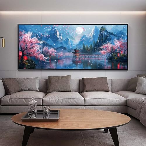 Broderie Diamant Paysage 5D Toile Lune Grand Format pour Salon