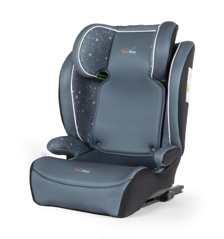 Siège Auto Avec Fixation ISOFIX Pour La Sécurité Des Enfants D'une Hauteur De 100 à 150 Cm Avec Graphismes Sur Fond Gris