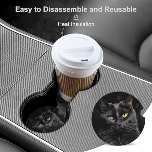 Portavasos para auto con gato negro, 2 piezas universales miniatura 4