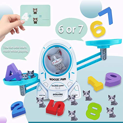 SHANDERBAR Math Educational Toys for 3 4 5 6 Year Old, Preschool Activities Teaching Learning Toys for Kindergarten Toddler 3 4 5 6 Year Olds Boys & Girls (Cat Balance Game) - Thumbnail 2