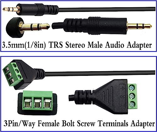 RUNCCI-YUN 2PCS 3 Pole 3.5mm Screw Terminal Cable 3.5mm (1/8) Stereo TRS Audio Male to AV 3Pin Female Screw Terminal Headphone Balun Solderless Converter AdapterCable(27CM) - Image 4