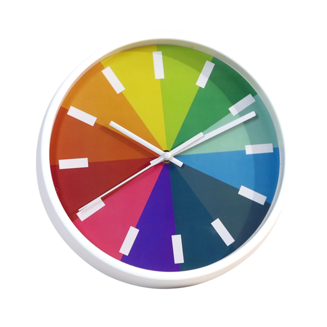 Horloge murale silencieuse design arc ciel ronde en plastique blanc pour bureau