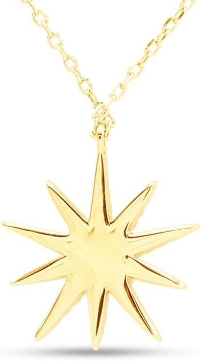 AFFY Sterling Silver Synthetic Orange Opal/Sparkling White Cubic Zirconia Sun Frame Starburst Pendant Necklace Jewelry Gift