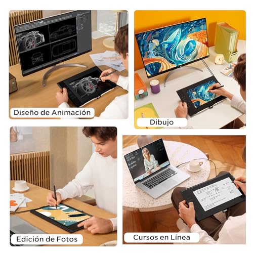 Image of Graphics Tablet with Screen UGEE UE12 Plus 11.9 Inch, Pen Display with Full-Laminated Screen 147% RGB Colour Gamut, Drawing Monitor with Scroll Wheel and 8 Shortcut Keys for Windows /Mac /Android